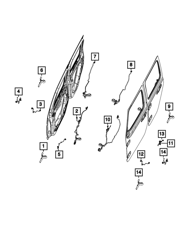 68598353AB - Electrical: Front Door Wiring for Jeep: Gladiator, Wrangler Image