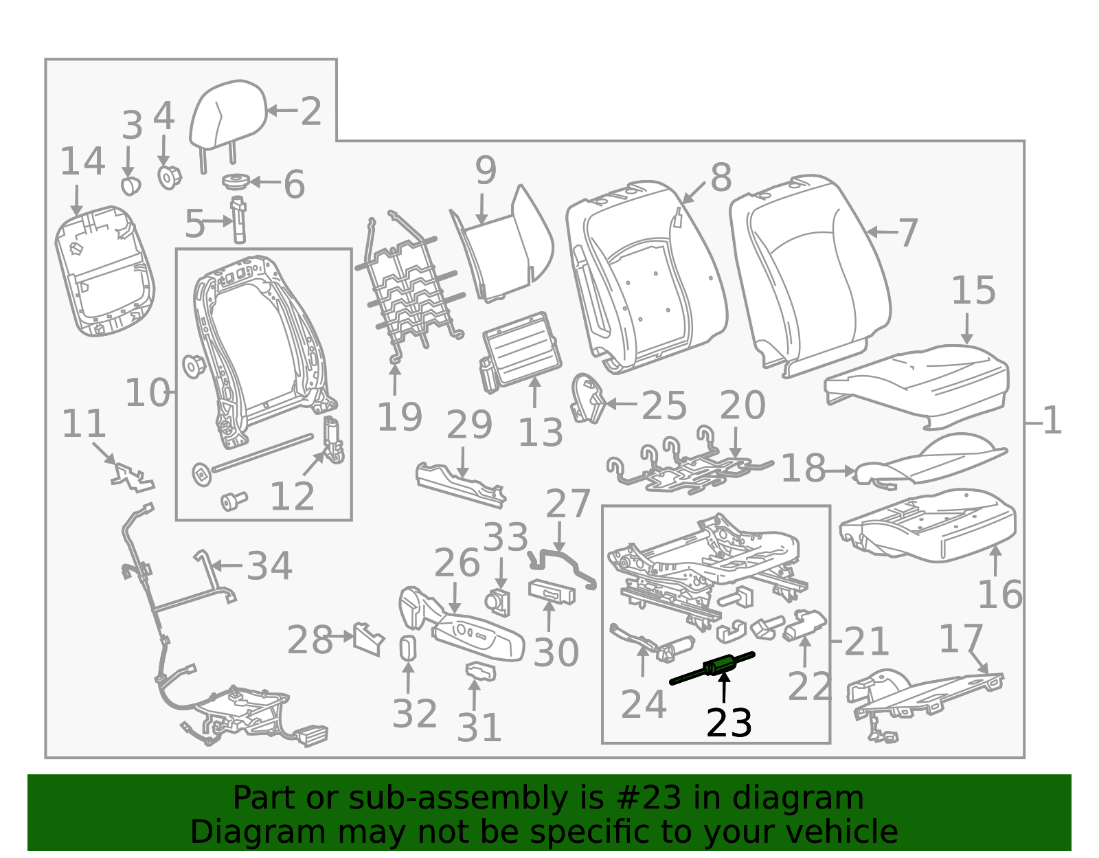 2010-2016 GM Passenger Seat Horizontal Adjuster Actuator 13578629 GM ...