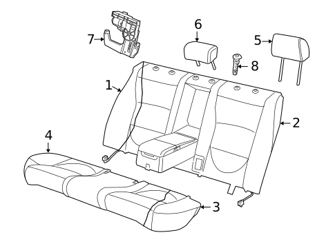 Rear Seat Components for 2004 Jaguar XJ8 #1