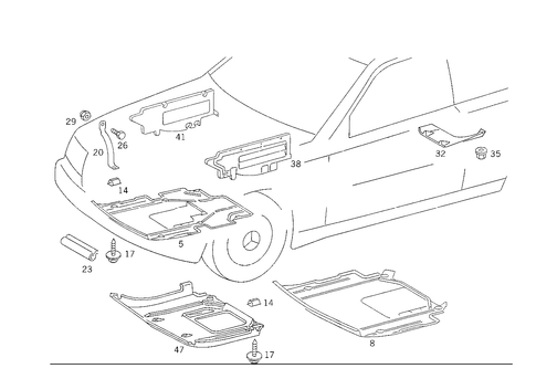 Engine Compartment Panelling, Gasoline Vehicles for 1993 Mercedes-Benz 300E #2