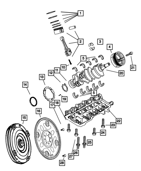 Crankshaft, Pistons and Torque Converter for 2005 Dodge Ram 1500 #0