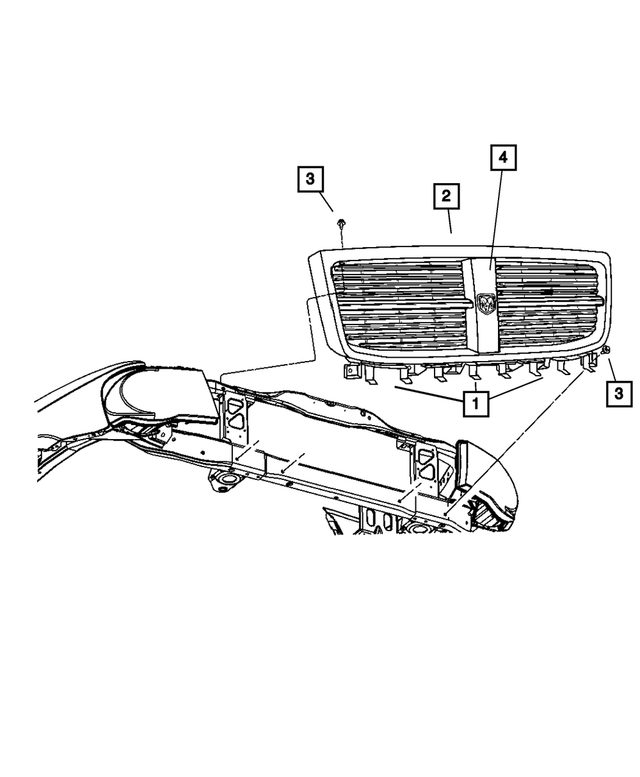 55364744AA - Exterior Ornamentation: Grille Bracket for Mopar Image image