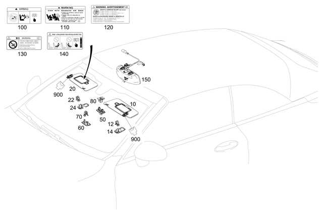 2058108504 - Trim and Lining: Sun Visor for Mercedes-Benz: C43 AMG, C63 AMG, C63 AMG S, E400, E450, E53 AMG Image image