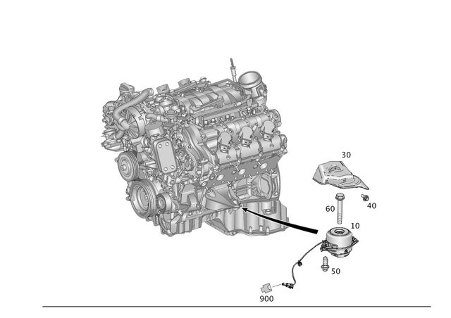 3060 - Engine Suspension: Bolt and Washer Assembly for Mercedes-Benz: GL320, GL350, GL450, GL550, GLE300d, GLE350, GLE400, GLE43 AMG, GLE450 AMG, GLE550e, GLE63 AMG S, GLS350d, GLS450, ML250, ML320, ML350, ML400, ML450, ML500, ML550, ML63 AMG, R320, R350, R500 Image image