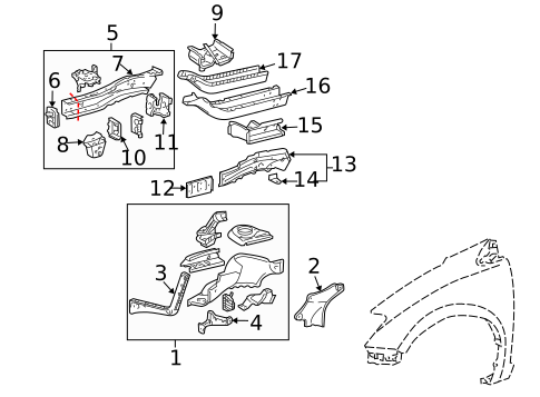 Structural Components & Rails for 2005 Toyota Sienna #0