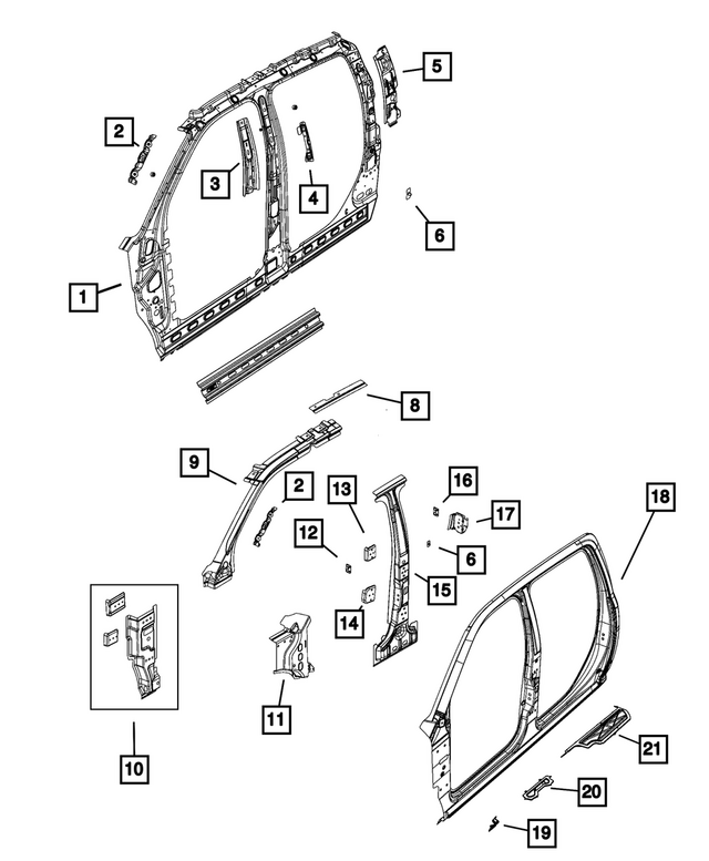 68066892AG - Body Sheet Metal Except Doors: Body Side Aperture Inner Complete Panel, Right for Mopar Image