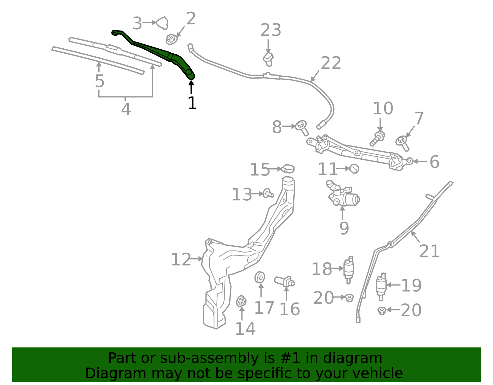 2018-2024 GM Driver Side Windshield Wiper Arm 84660019 GM ...