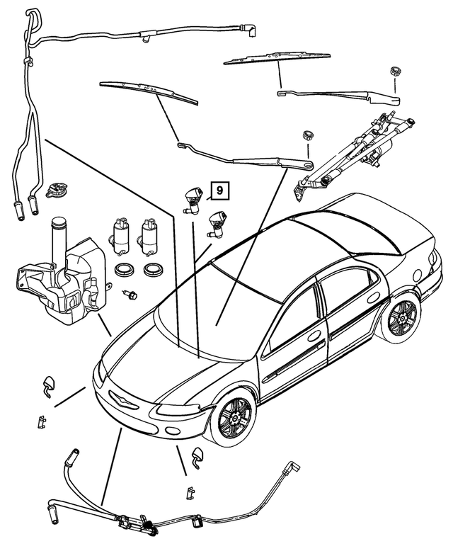 5019328AC - Wiper/Lock Cylinder and Keys: Washer Reservoir for Mopar Image