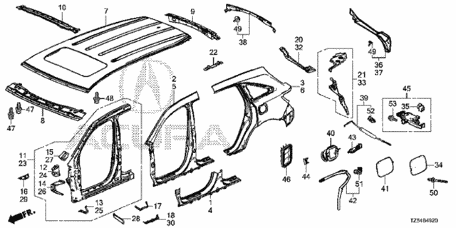 Outer Panel - Roof Panel for 2014 Acura MDX #0