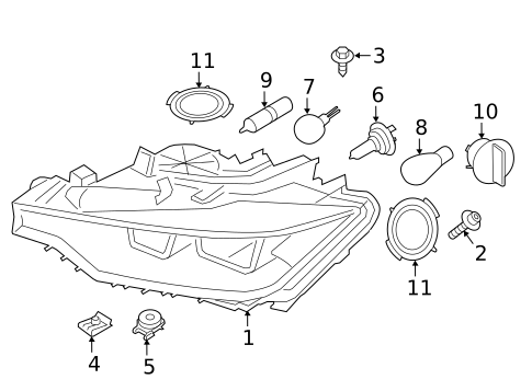 Headlamp Components for 2015 BMW 328i GT xDrive #0