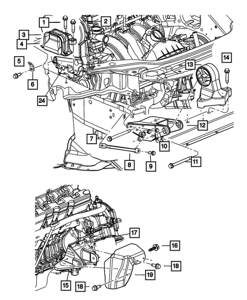 thumbnail image 2 of Protier 4PCS Motor & Transmission Mount Set For 2001-2006 Chrysler Sebring / Dodge Stratus 2.4L/2.7L 2 of 5