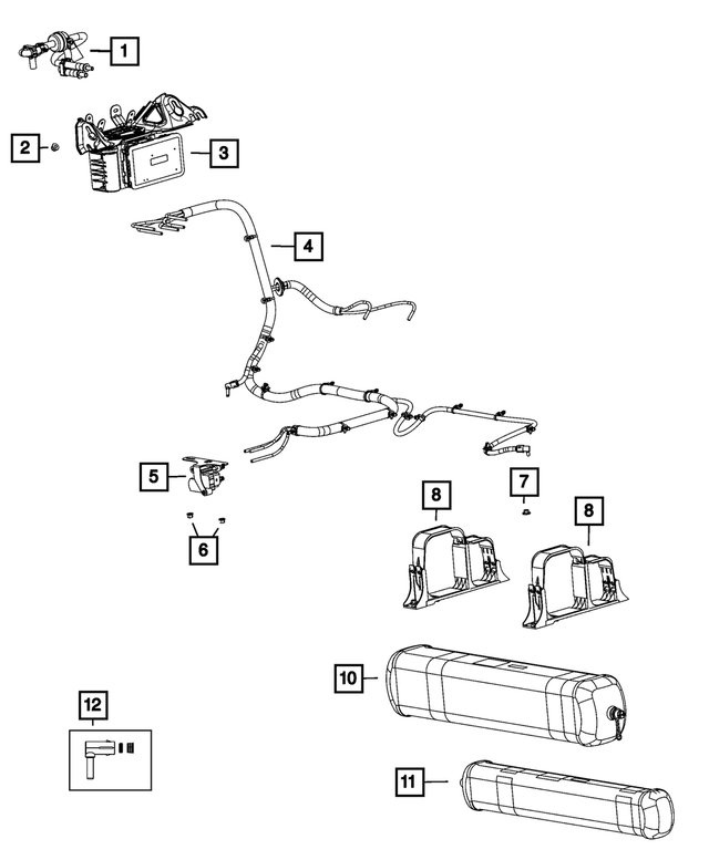 68462119AO - Front Suspension: Air Suspension Compressor Assembly for Jeep: Grand Cherokee L Image