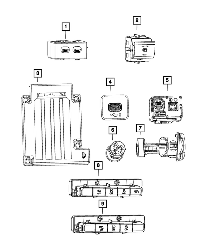 68619285AA - Interior Trim: Charging Port Usb for Mopar Image