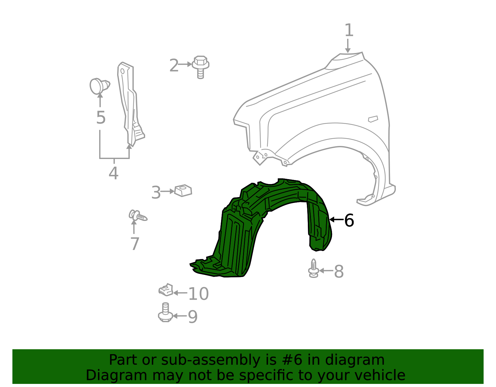 Front Passenger Side Fender Liner With Clips For 2004-2006 Scion XA