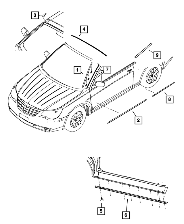 5303674AC - : A-Pillar Molding, Right for Mopar Image