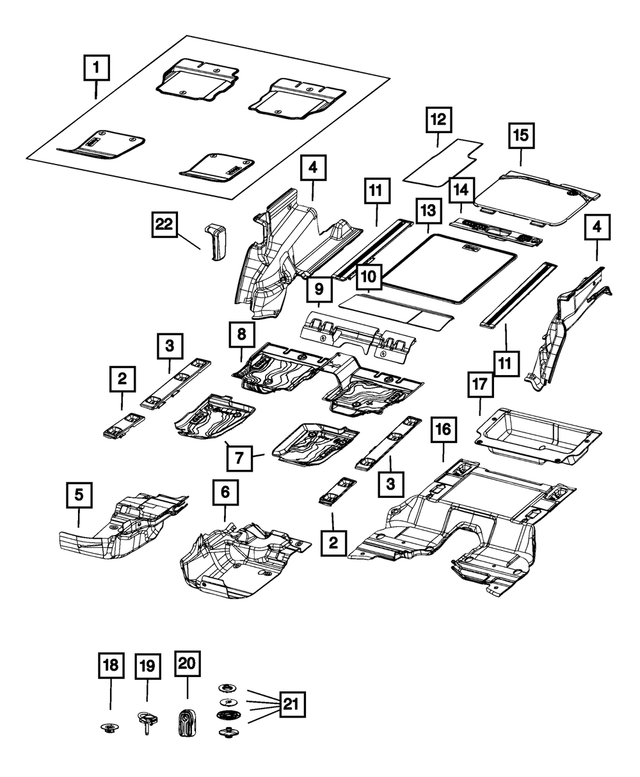 6BP48TX7AE - : Floor - Front Mat Kit, Front And Rear for Mopar Image
