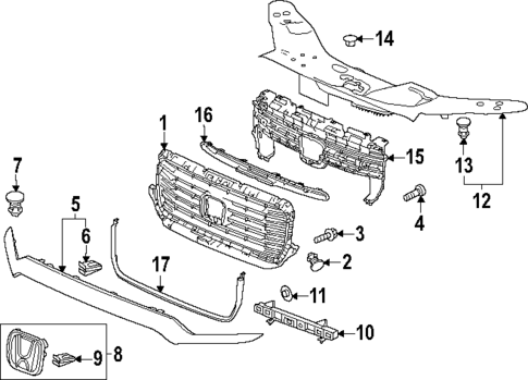 Grille & Components for 2025 Honda Passport #0