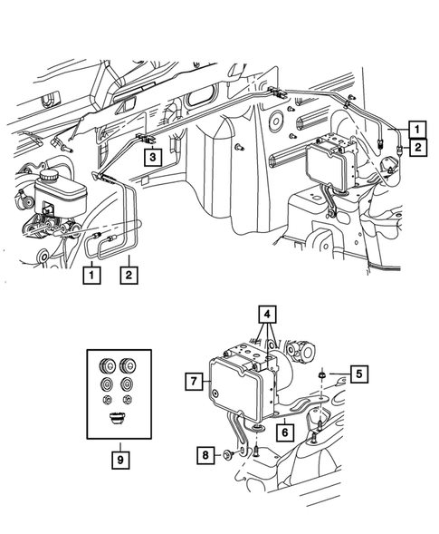 Hydraulic Control Unit, Brake Tubes and Hoses for 2012 Jeep Liberty #3