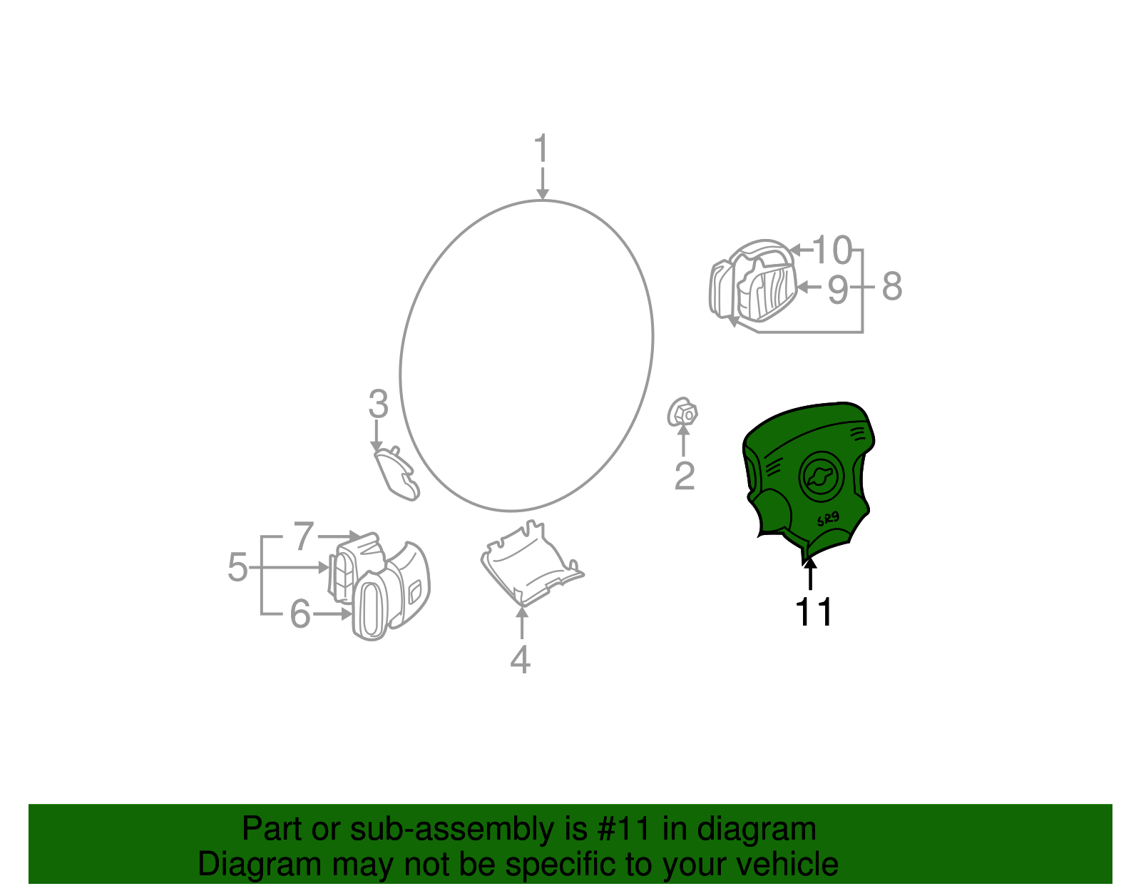 Driver Air Bag - Nissan (Y851M-4Y910)