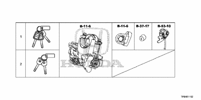 Key Cylinder Set (2) for 2013 Honda Crosstour #0