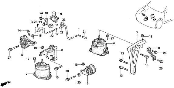 Engine Mount (V6) for 1995 Honda Accord #0