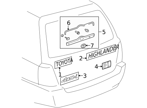Exterior Trim - Lift Gate for 2006 Toyota Highlander #1