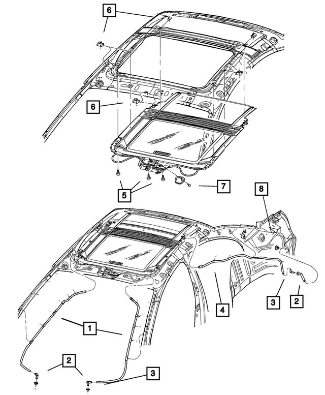 « 5008063AC –  : Ecoulement De Toit Ouvrant Durite, Arrière pour Mopar Image »