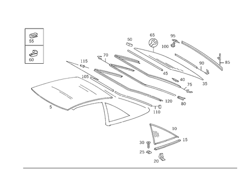 Side Windows, Rear Window Pane for 1993 Mercedes-Benz 600SL #0