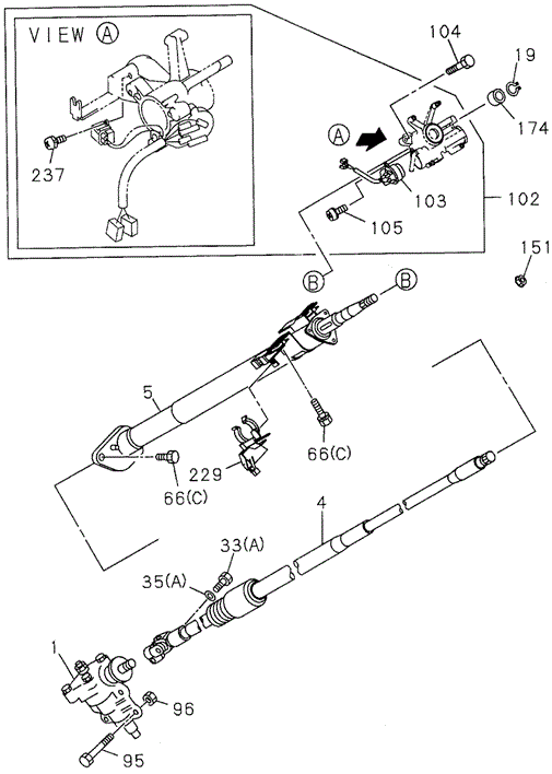 Steering Column (2) (Exc. Tilt Steering) for 1996 Honda Passport #0
