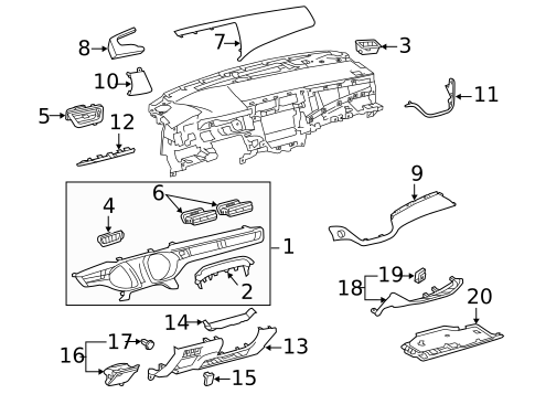 Instrument Panel Components for 2017 Toyota Avalon #0