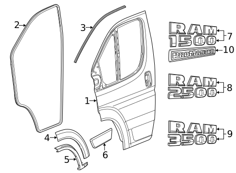 Door & Components for 2023 Ram ProMaster 3500 #2