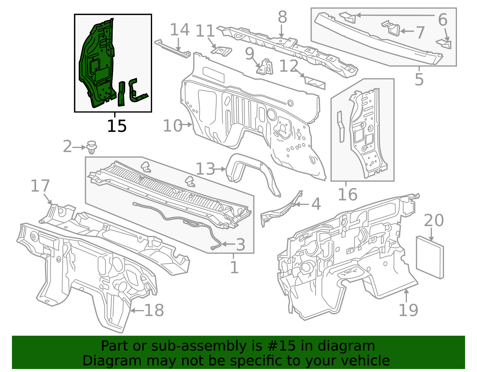 2015-2021 GM Passenger Side Body Hinge Pillar Inner Panel 23372534 GM ...