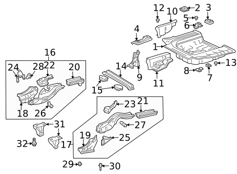 Rear Floor & Rails for 2002 Toyota Prius #0