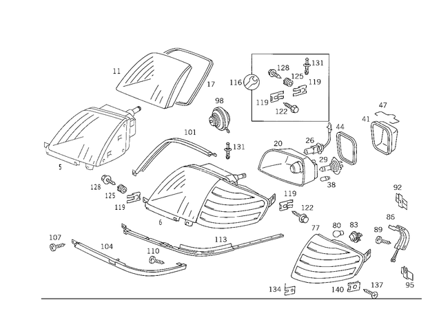 1298204061 - Electrical System: Lighting Unit for Mercedes-Benz: 300SL, 500SL, 600SL Image image