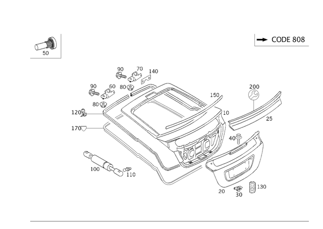 2037400305 - Rear-End Door: Door, Body-in-White for Mercedes-Benz Image image