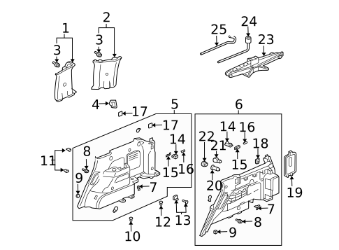 Interior Trim - Quarter Panels for 2007 Honda Pilot #0