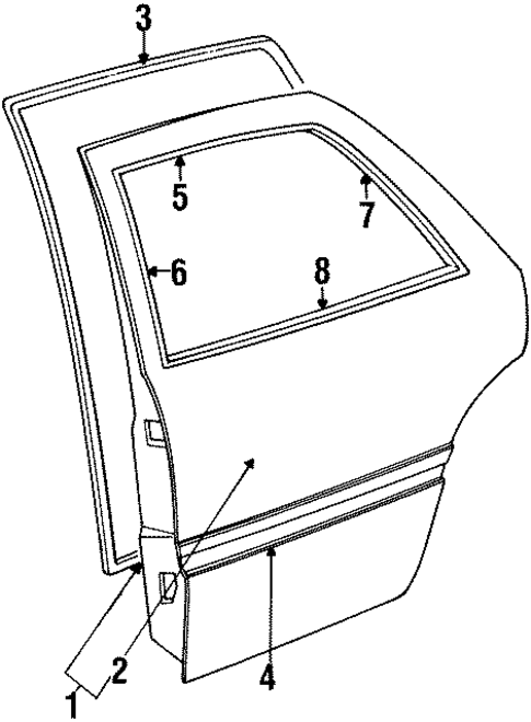 Exterior Trim - Rear Door for 1990 Dodge Monaco #0