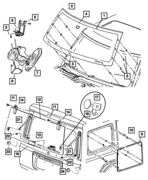 Glass and Rear View Mirror for 2006 Jeep Commander #0
