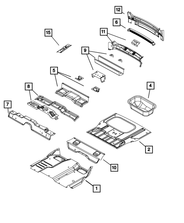 5178062AA - Body Sheet Metal Except Doors: Center Floor Pan for Mopar Image