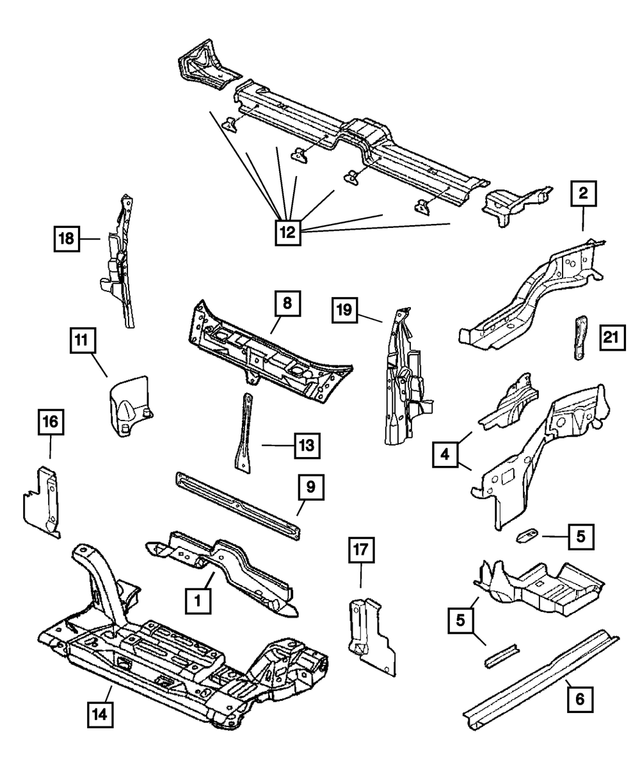 4724471AI - Frames and Bumpers: Front Side Rail Front Rail, Left for Mopar Image