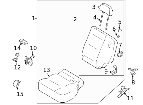 Rear Seat Components for 2005 Kia Sorento #1
