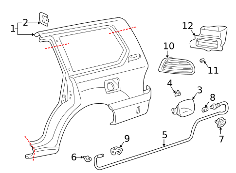 Quarter Panel & Components for 1998 Lexus LX470 #0
