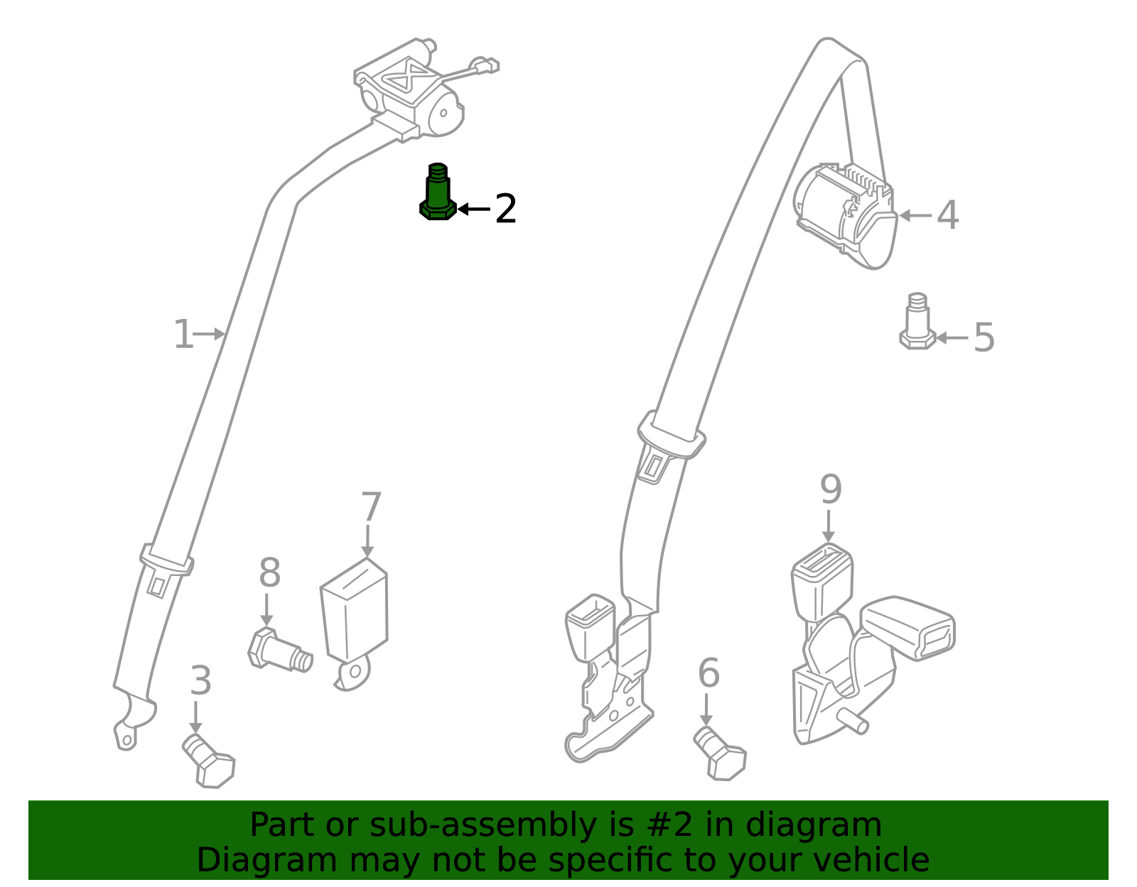 Seat Belt Lap And Shoulder Belt Bolt - Porsche (N-989-261-02)