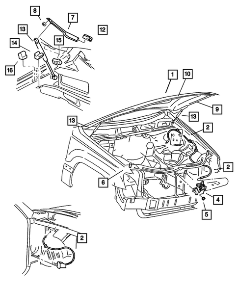 Hood and Hood Release for 2002 Jeep Grand Cherokee #0