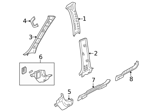 Interior Trim - Pillars for 2007 Mercury Mariner #0