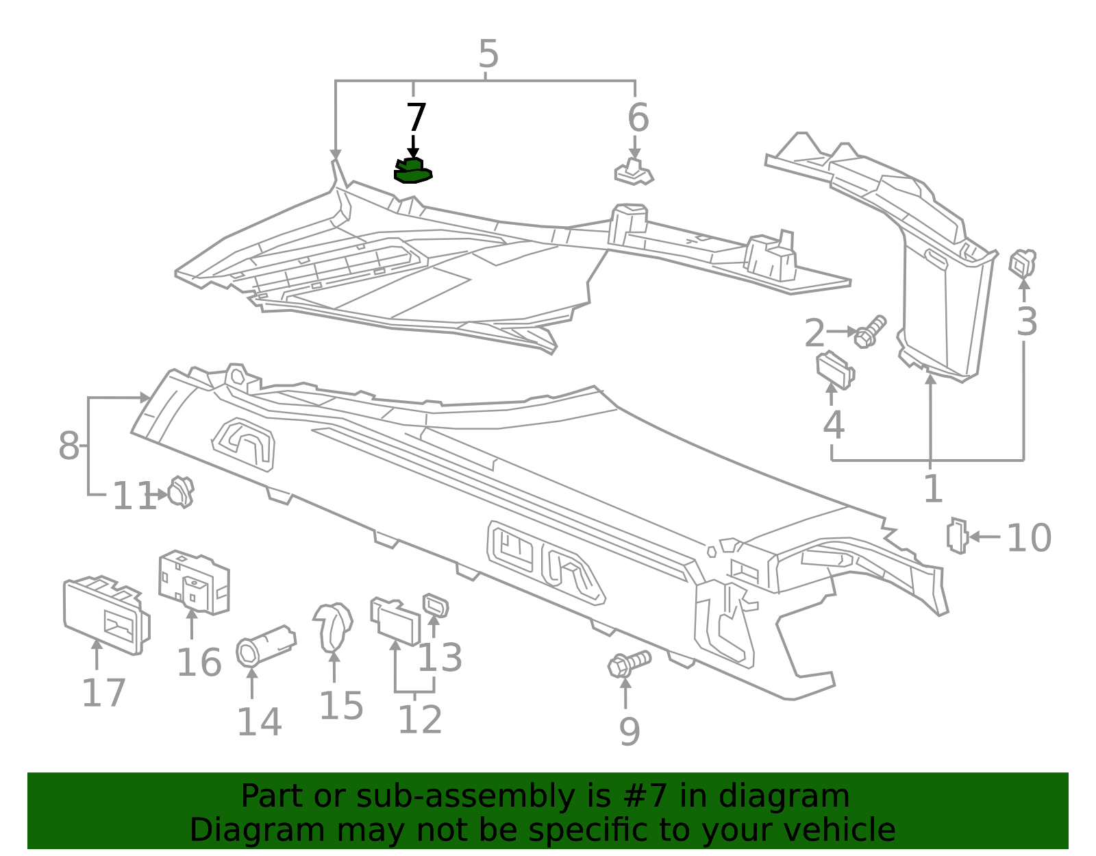 2018-2020 Buick Regal TourX Rear Trim Retainer 13435003 GM ...