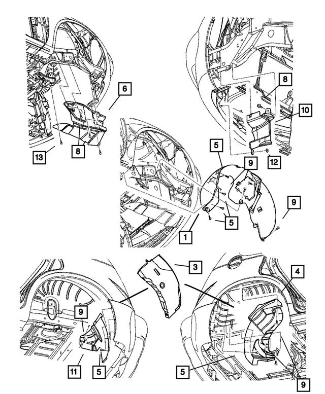 4724716AB - Body Sheet Metal Except Doors: Splash Shield, Right, Rear Wheel/house for Mopar Image