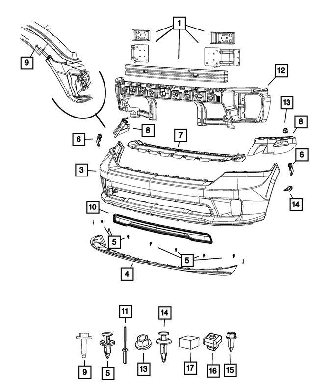 « 6027958 – Frame, Bumper and Fascia : A Emboîter Ecrou pour Mopar Image »