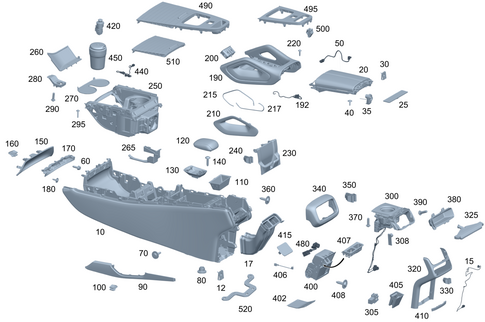 Housing with Tray, Armrest, and Ashtray for 2022 Mercedes-Benz GLE580 #0