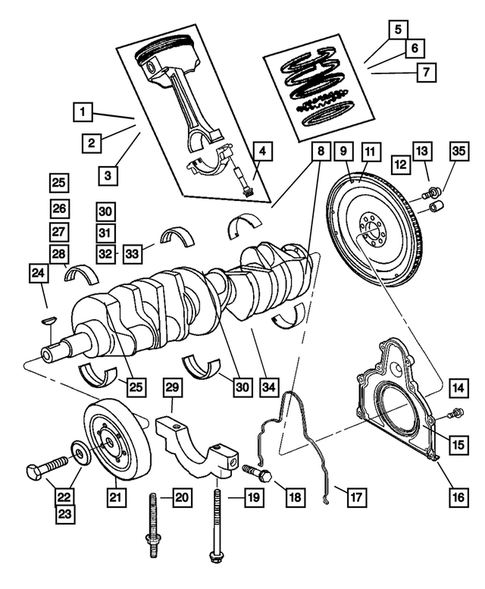 Crankshaft, Piston and Torque Converter for 2006 Dodge Ram 1500 #0